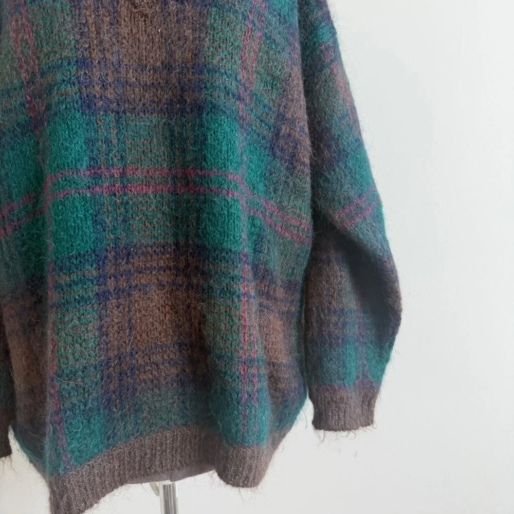 Vintage 90s Paul Harris Mohair Plaid‎ Sweater Size Medium